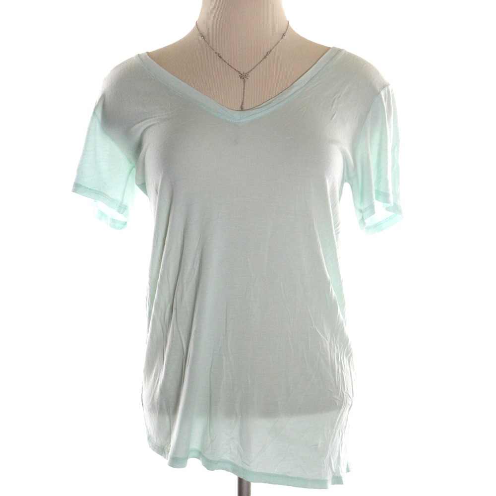 AG Adriano Goldschmied Shirt Womens Small Blue V-Neck Sheer Lightweight Modal